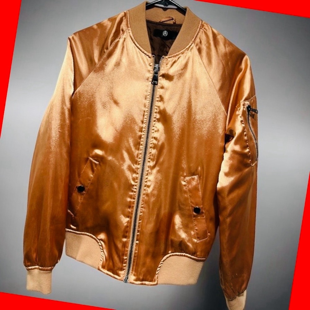 Beautifu Rose Gold Satin Bomber Jacket By Misguided